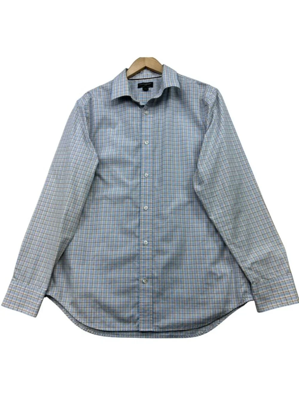 Banana Republic Mens Non-Iron Slim Fit Dress Shirt LS Size L 16-16.5 Multi Plaid